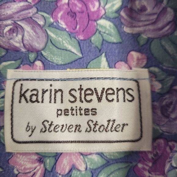 VINTAGE 70s dress blue floral puff‎ sleeve button back rayon S - Picture 6 of 10